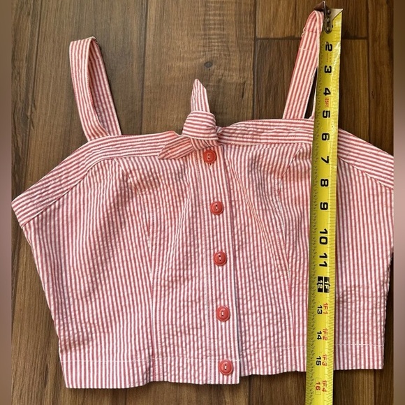 keds Taylor Swift Crop Top Women's Red Striped XL Neck Button Casual Bohemian - Picture 5 of 5